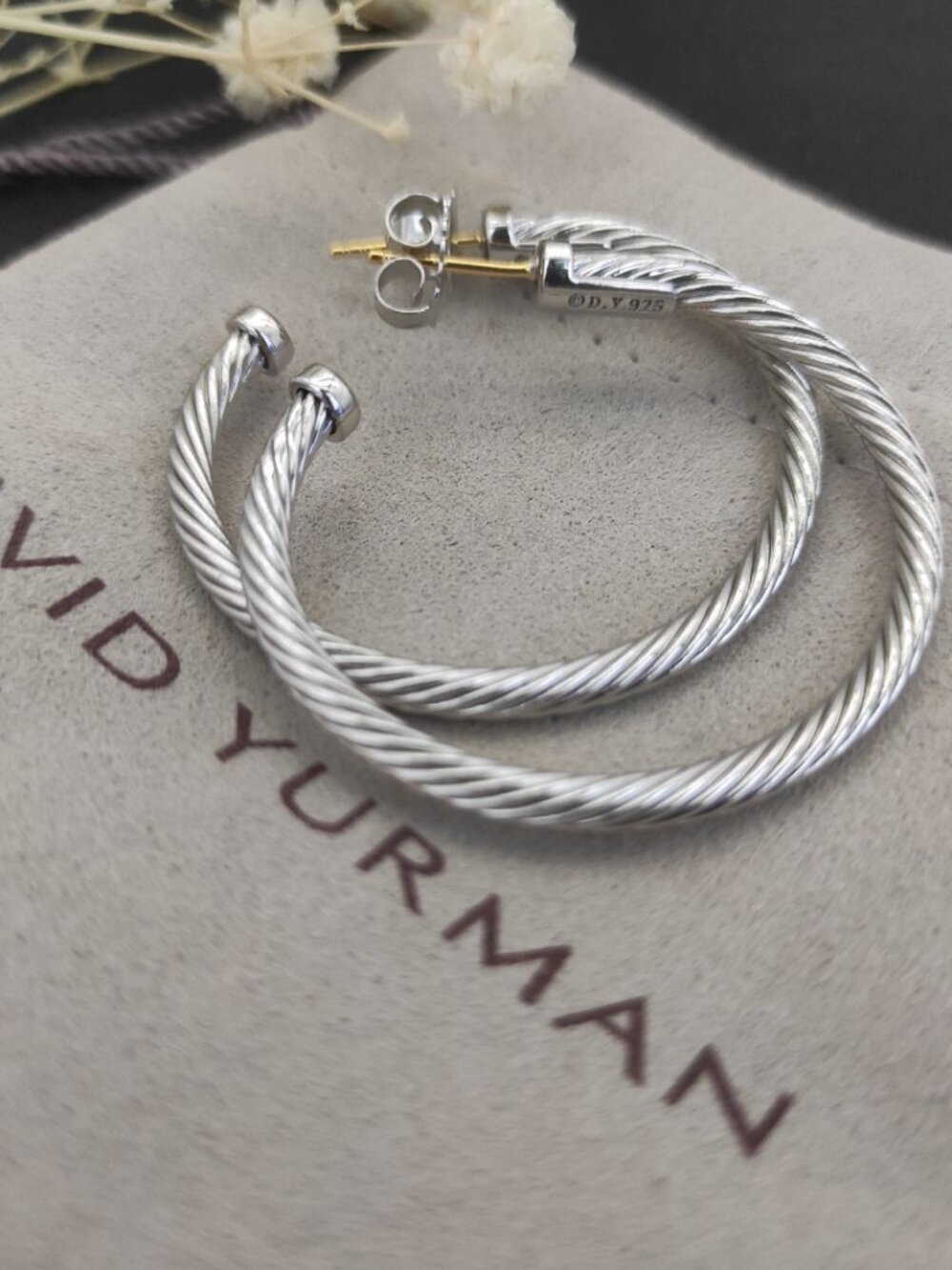 David Yurman 925 Silver Earrings with Original Pouch